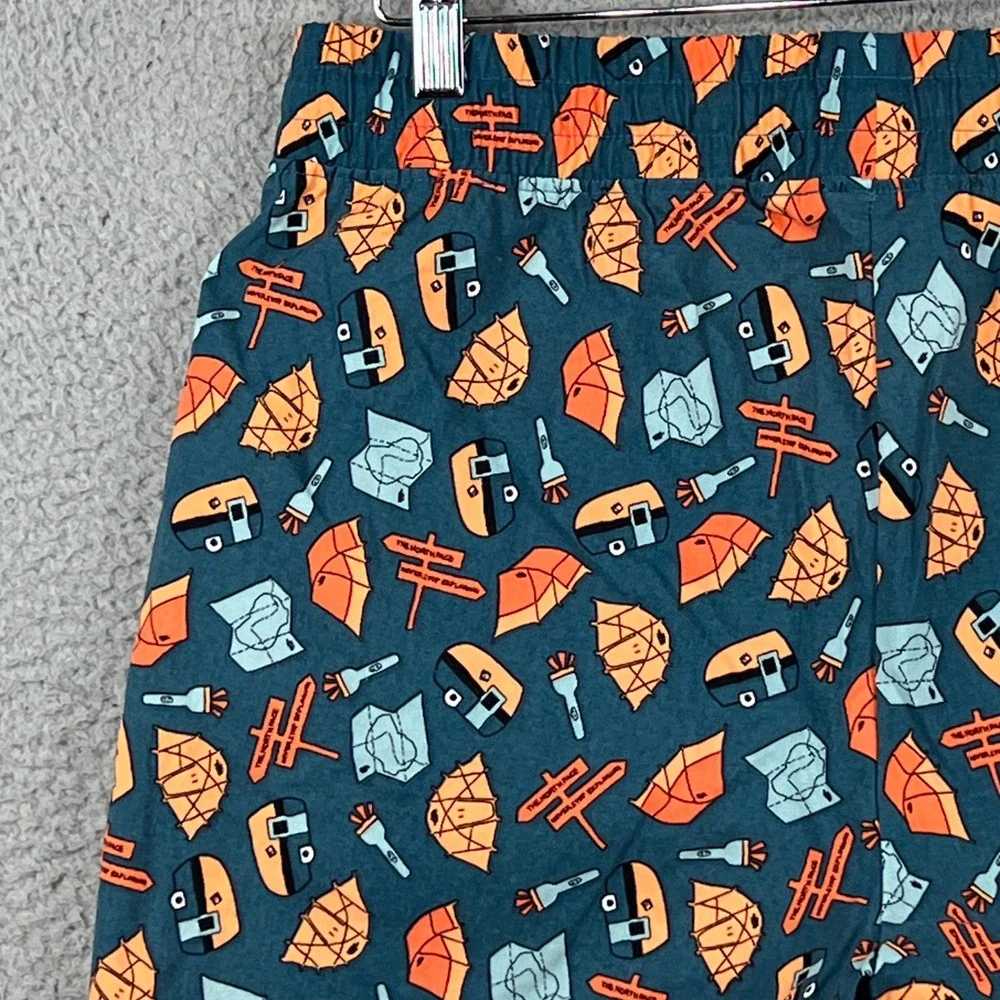 The North Face Mens Class V Camping Print Shorts Teal Orange‎ Large Novelty L